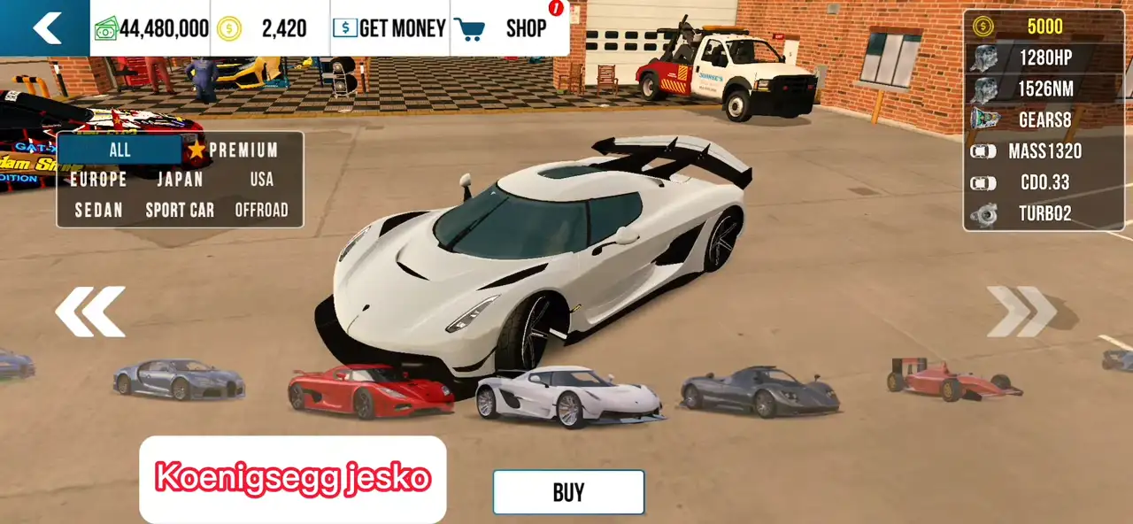 Koenigsegg Jesko car parking multiplayer 